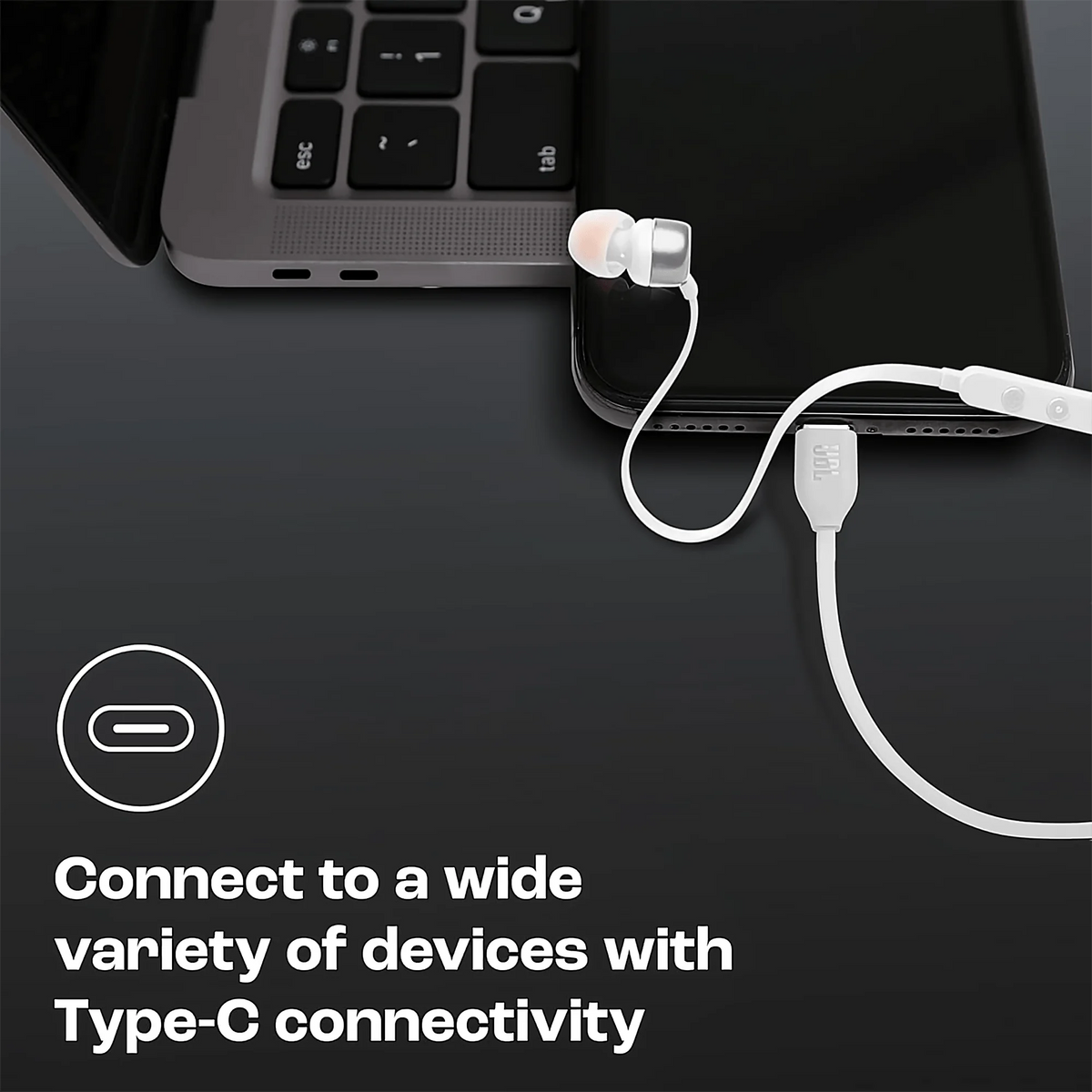 JBL Tune 310C USB-C Wired Earbuds, Hi-Res Audio with Built-In DAC, 3-Button EQ Preset Remote with Microphone, Tangle-Free Flat Cable, Compatible with USB-C Devices