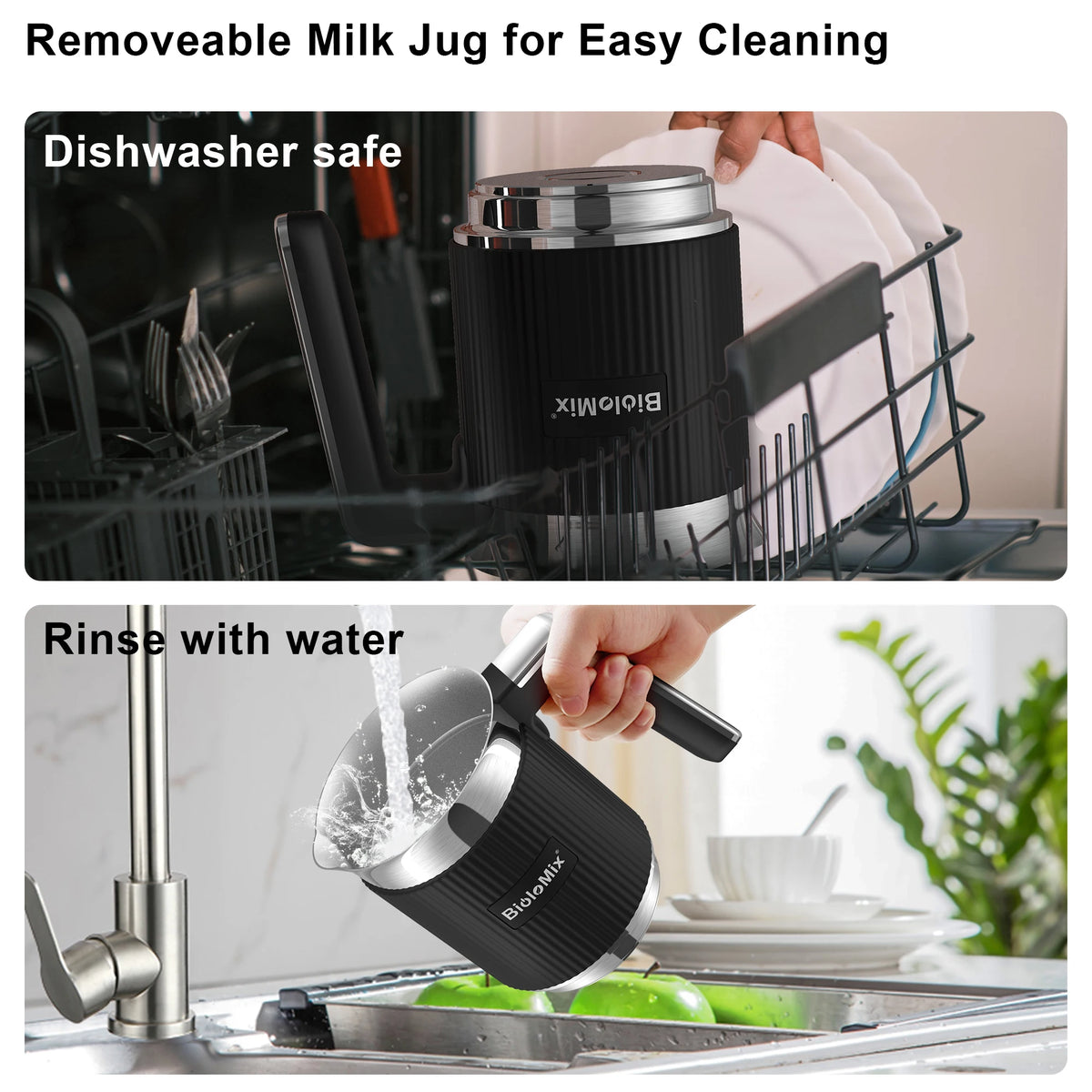 BioloMix 5-in-1 Detachable Milk Frother and Steamer,Automatic Hot/Cold Foam and Hot Chocolate Maker ,Dishwasher Safe