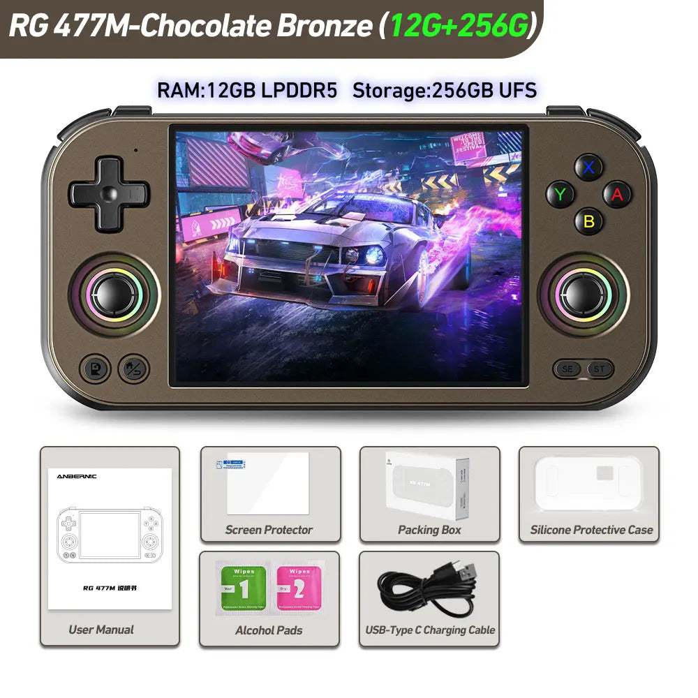 Anbernic Retro Handheld Game Console RG 477M Aluminum Alloy CNC Android 14 4.7 Inch LTPS In-Cell Touch Screen Dimensity 8300