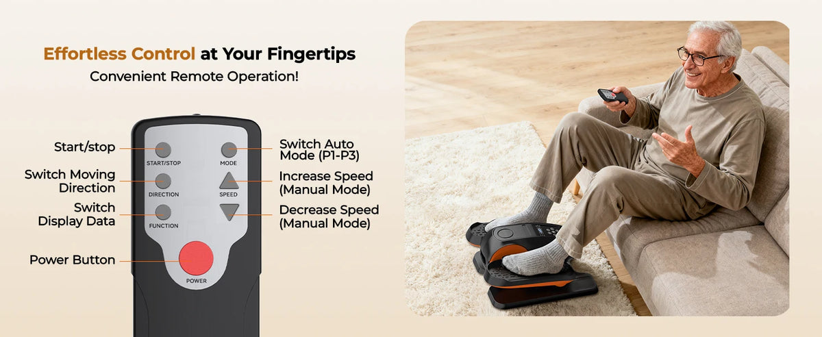 Under Desk Elliptical Machine, 3 Modes, 12 Levels, Remote Control, Quiet Seated Elliptical Leg Exerciser for Seniors' Gift