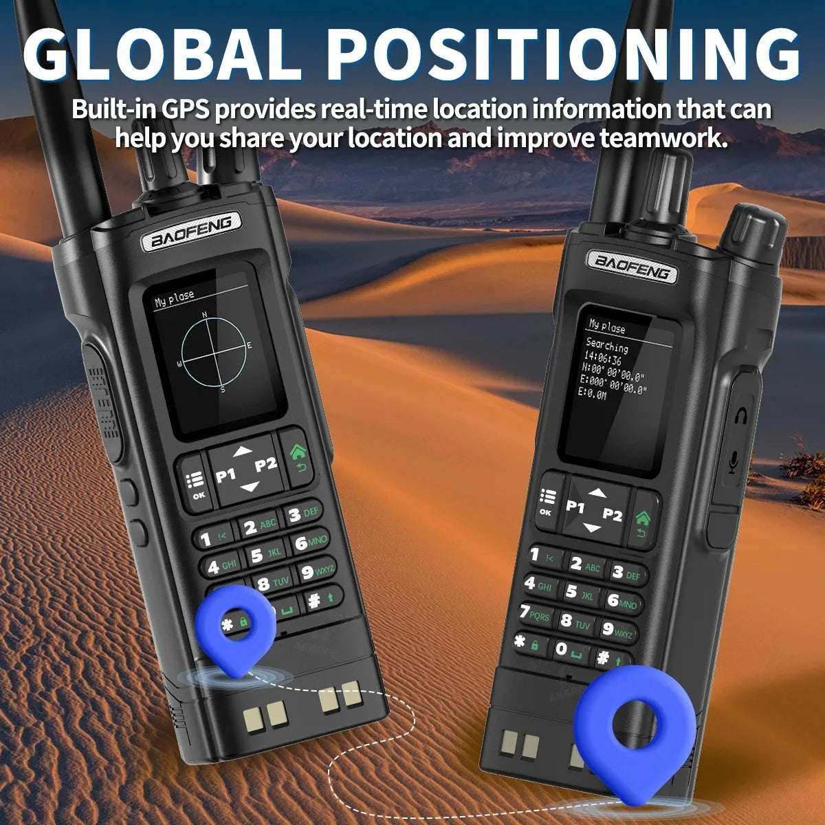 BAOFENG UV-32 GPS Walkies Talkie AM FM Long Range Bluetooth Programming 10W Wireless Copy Frequency 1000CH Two Way Radio