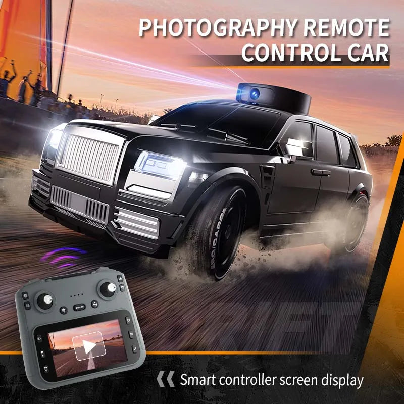 Hotfree 1/24 RC Drift Car with HD Camera, 4WD High Speed FPV Remote Control Car with Dual Joystick Screen Remote, Rotatable & Elevating Camera Live Video, Indoor Outdoor Racing Toy, Birthday Christmas Gift for Kids Boys