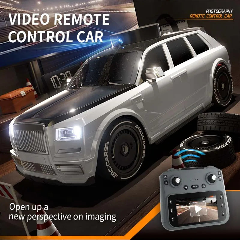Hotfree 1/24 RC Drift Car with HD Camera, 4WD High Speed FPV Remote Control Car with Dual Joystick Screen Remote, Rotatable & Elevating Camera Live Video, Indoor Outdoor Racing Toy, Birthday Christmas Gift for Kids Boys