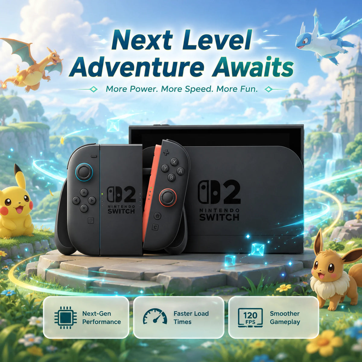 Nintendo Switch 2 Pokemon Pokopia Bundle, 256GB Handheld Gaming Console, 7.9-Inch LCD Touch Screen, 4K HDR Dock 120Hz - Hong Kong Version (HK Charger with US Plug Adapter)