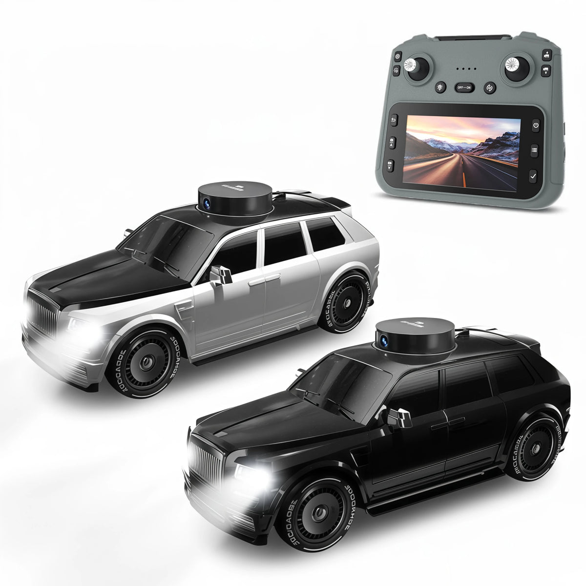 Hotfree 1/24 RC Drift Car with HD Camera, 4WD High Speed FPV Remote Control Car with Dual Joystick Screen Remote, Rotatable & Elevating Camera Live Video, Indoor Outdoor Racing Toy, Birthday Christmas Gift for Kids Boys