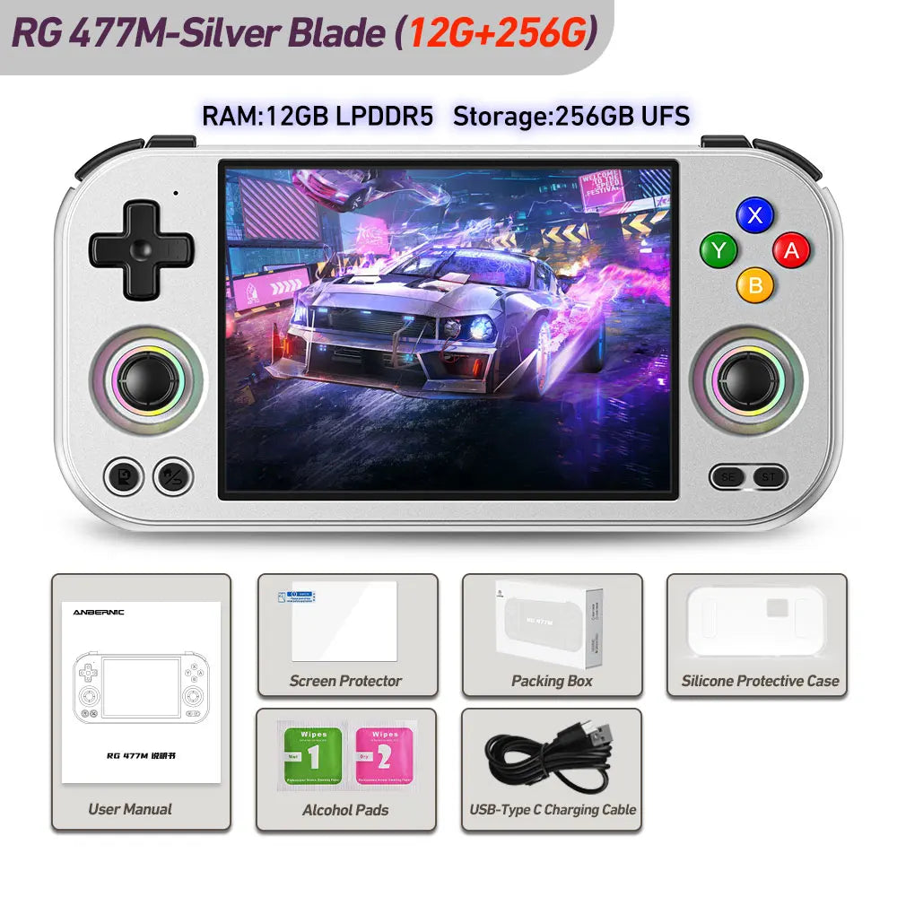 Anbernic Retro Handheld Game Console RG 477M Aluminum Alloy CNC Android 14 4.7 Inch LTPS In-Cell Touch Screen Dimensity 8300