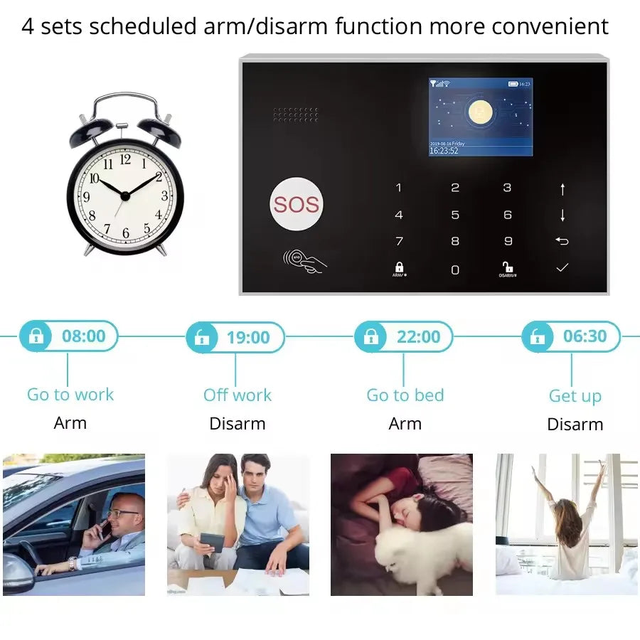 Alarm System for Home WIFI GSM Security Alarm Host Ant-theft with Door Gap PIR Motion Sensor Tuya Smart App control work Alexa