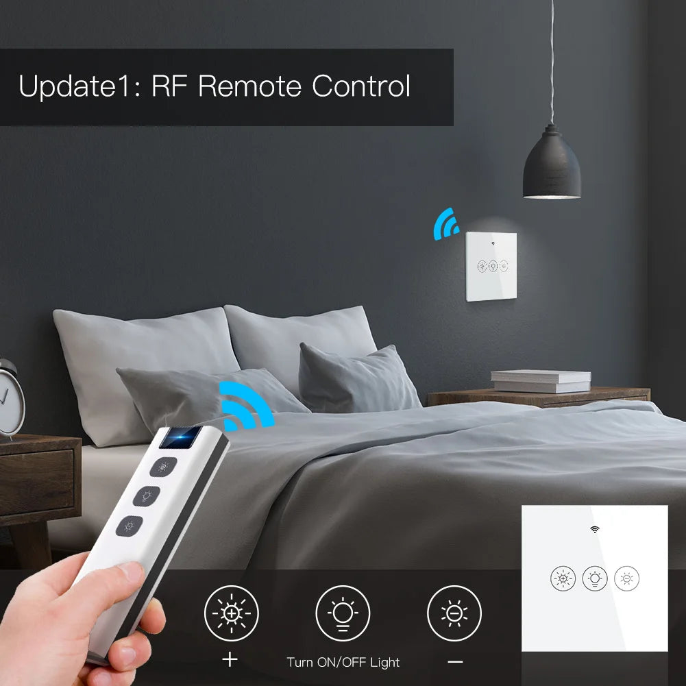MOES New WiFi RF Smart Light Dimmer Switch 2/3Way Smart Life/Tuya APP Remote Control Works with Alexa Google Voice Assistants
