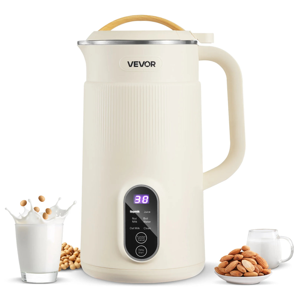 SucceBuy 8-in-1 Nut Milk Maker Soy Milk Maker with 180W Blending for Homemade Oat, Nut, Soy, Juice, Milkshake, Rice Cereal