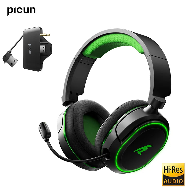 Picun G2 Wireless Gaming Headset Bluetooth 2.4G Headphones 7.1 Surround 5ms Low Latency ENC Mic for PC PS4 PS5 Phone Switch