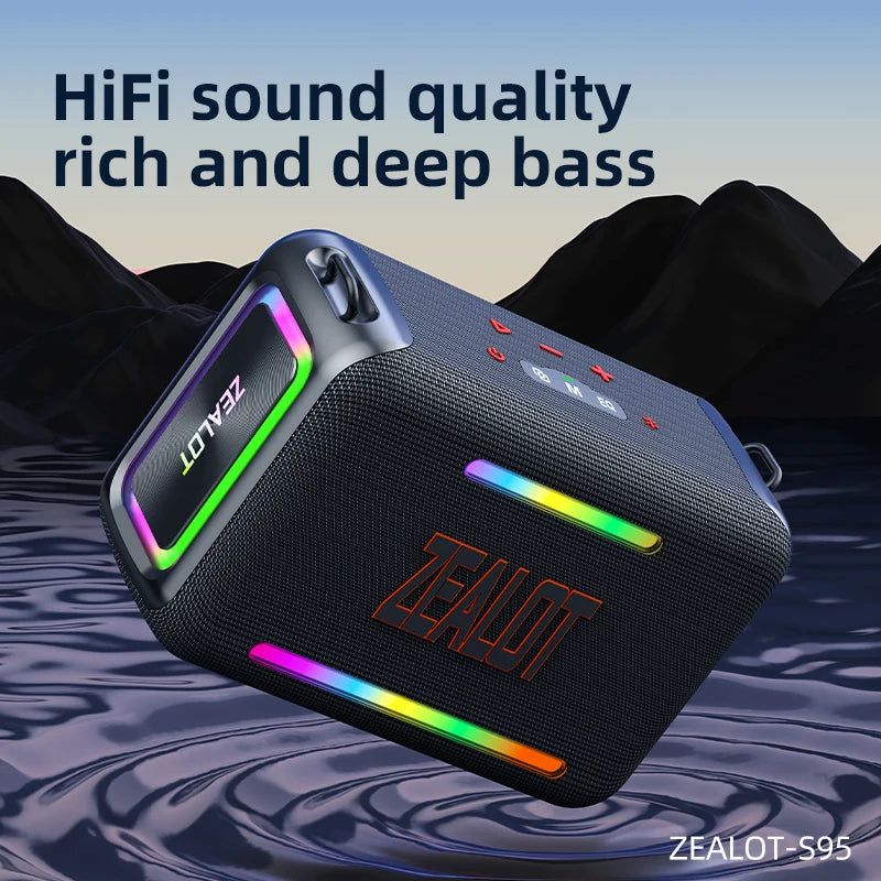 US-ZEALOT-S95 120W Waterproof Portable Loud Bluetooth Speaker, Wireless Outdoor Boombox SubwooferTriple Passive Radiators-Deep Bass