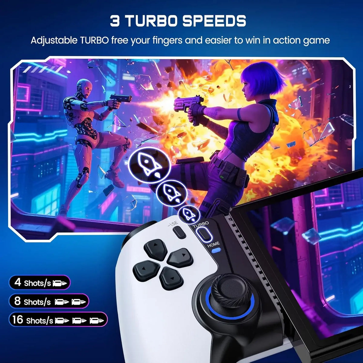 DinoFire Wireless Controller for IOS/Android/Switch1/2/OLED/iPad Mini With Hall Joystick, LED Mobile Gaming Controller