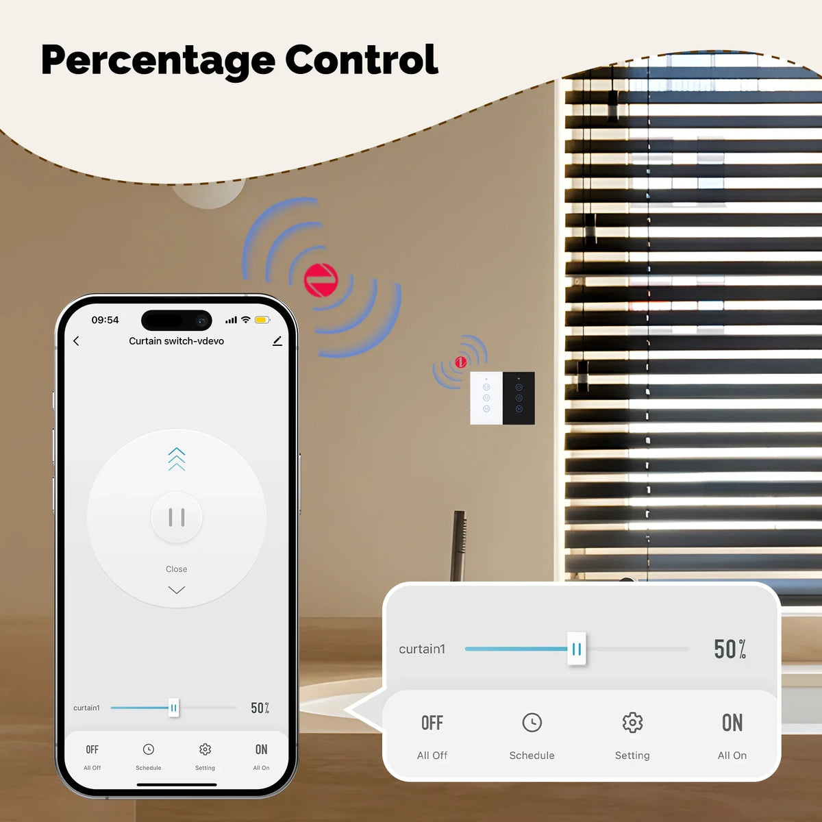 MOES Tuya ZigBee Smart Glass Touch Curtain Switch RF App Wireless Control Fireproof Neutral Wire Required With Alexa Google Home