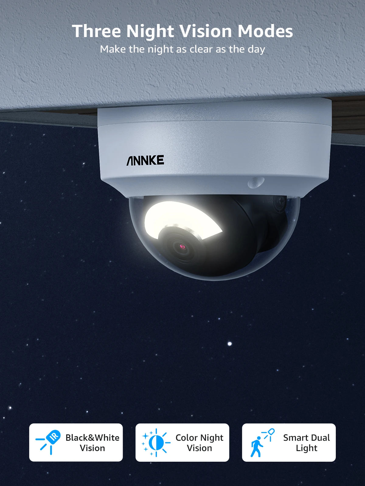 ANNKE 4K Smart Dual Light Network Camera IP67 IK08 Built-in Mic 8MP POE IP Cameras Motion detection H.265+ Smart Home 4mm