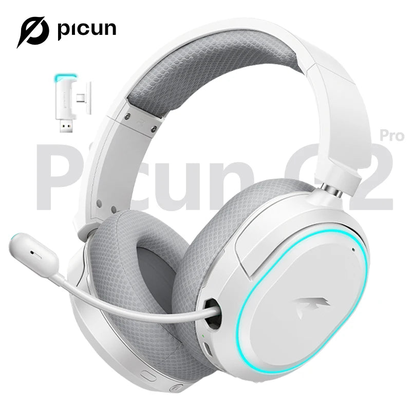 Picun G2 Wireless Gaming Headset Bluetooth 2.4G Headphones 7.1 Surround 5ms Low Latency ENC Mic for PC PS4 PS5 Phone Switch