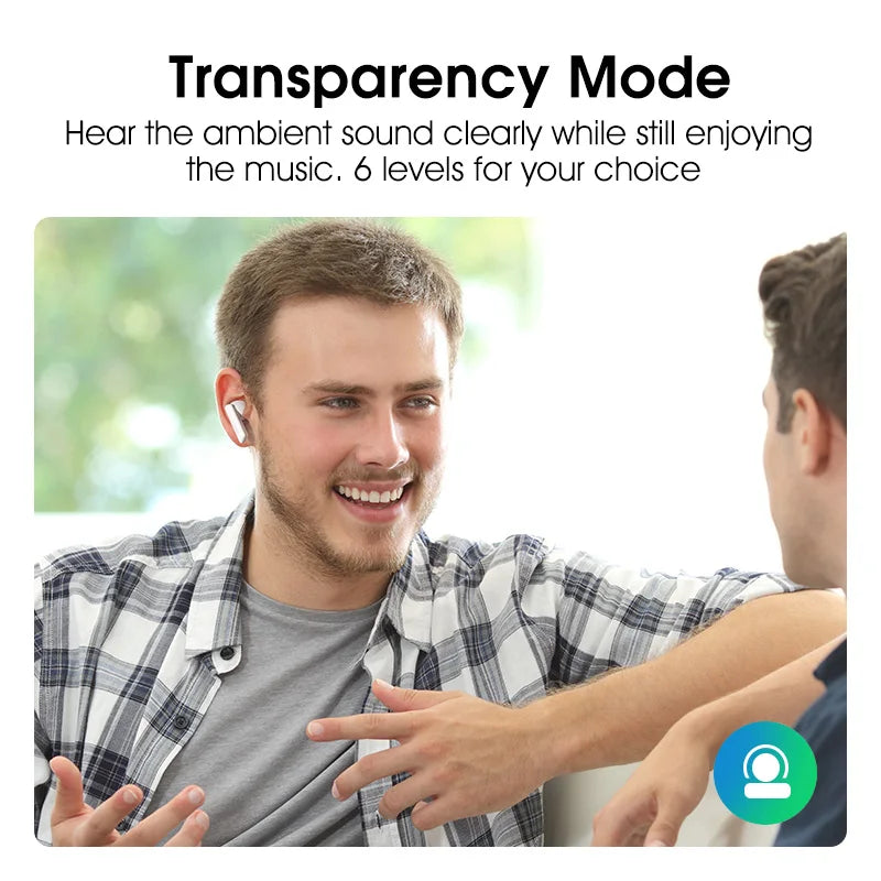 QCY HT05 MeloBuds ANC Wireless Earphone 40dB Noise Cancelling Bluetooth 5.2 Headphone 6 Mic ENC HD Call Earbud Transparency Mode