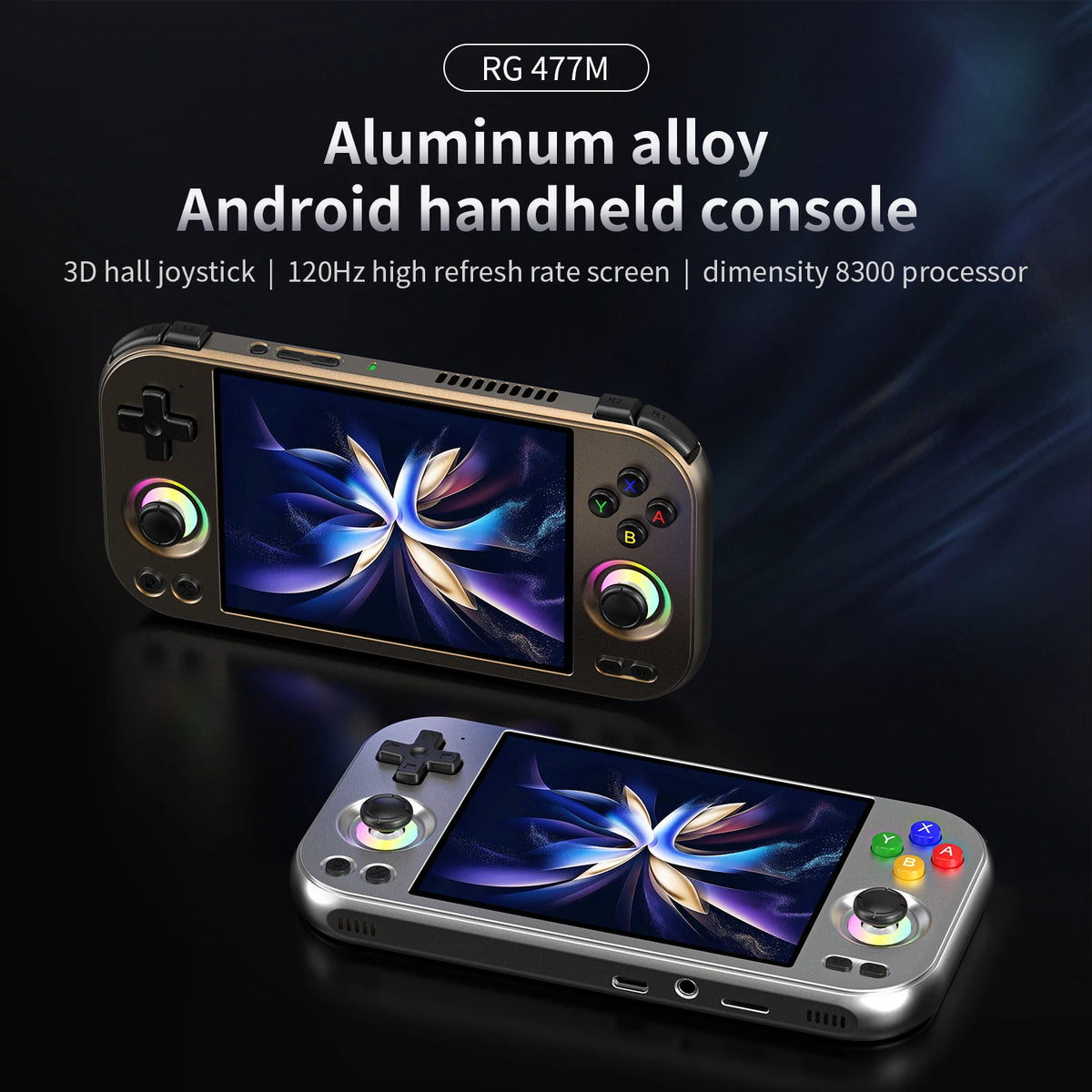 Anbernic Retro Handheld Game Console RG 477M Aluminum Alloy CNC Android 14 4.7 Inch LTPS In-Cell Touch Screen Dimensity 8300