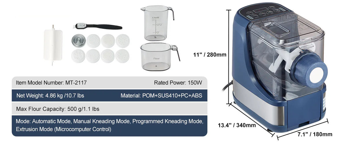 SucceBuy Electric Pasta Maker Automatic Noodle Maker Machine with 4 Intelligent Modes 500g Flour Capacity Pasta Maker Machine