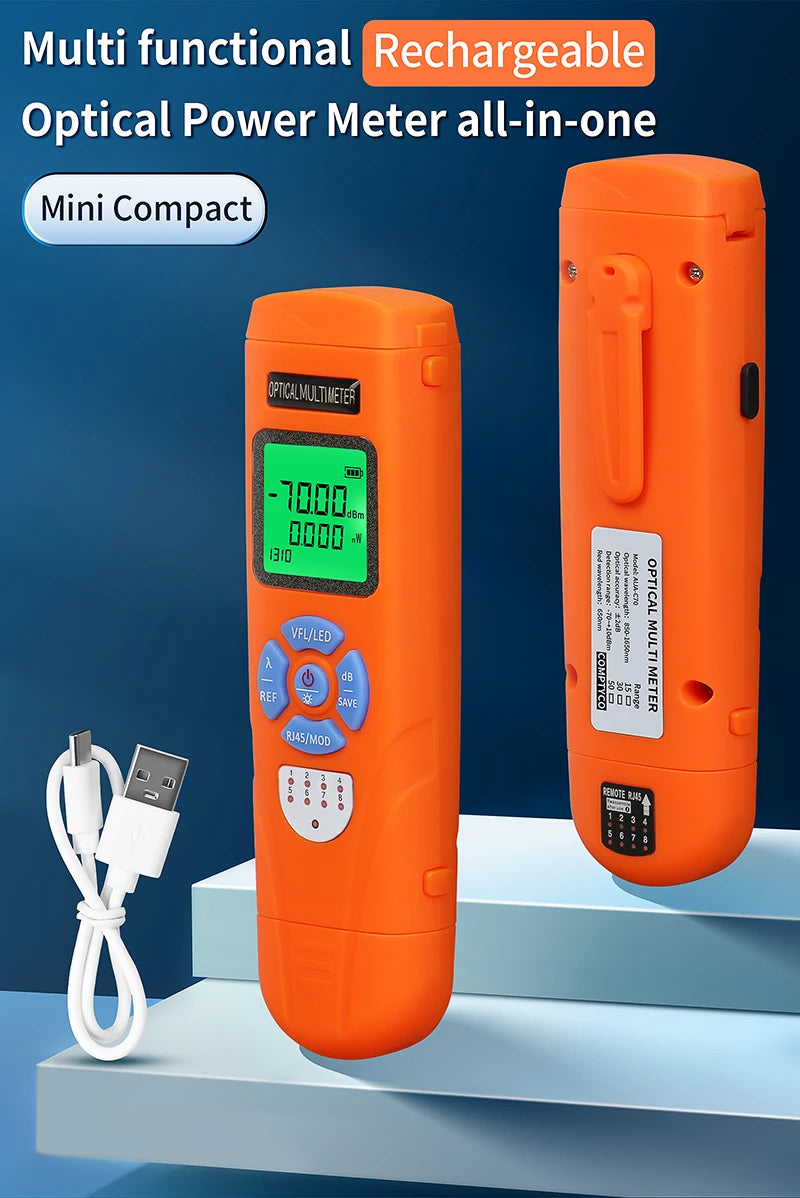 Mini Optical Power Meter / 30MW Visual Fault Locator / Rj45 Testing All in One Rechargeable Fiber Optic Cable Tester FTTH Tool