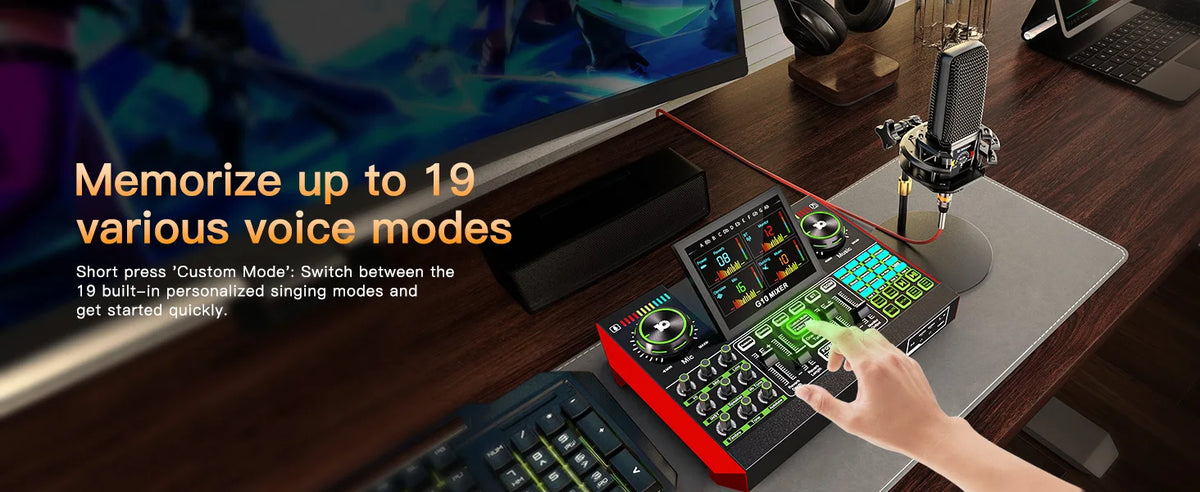 Tenlamp 6 Channe G10 Live Sound Card Audio Mixer with 3.5mm Mic XLR Gaming Interface,  G10-PKPRO Podcast Equipment Bundle Kit RGB DJ Effects for PC Smartphone Laptop Singing Streaming Recording YouTube Vlog