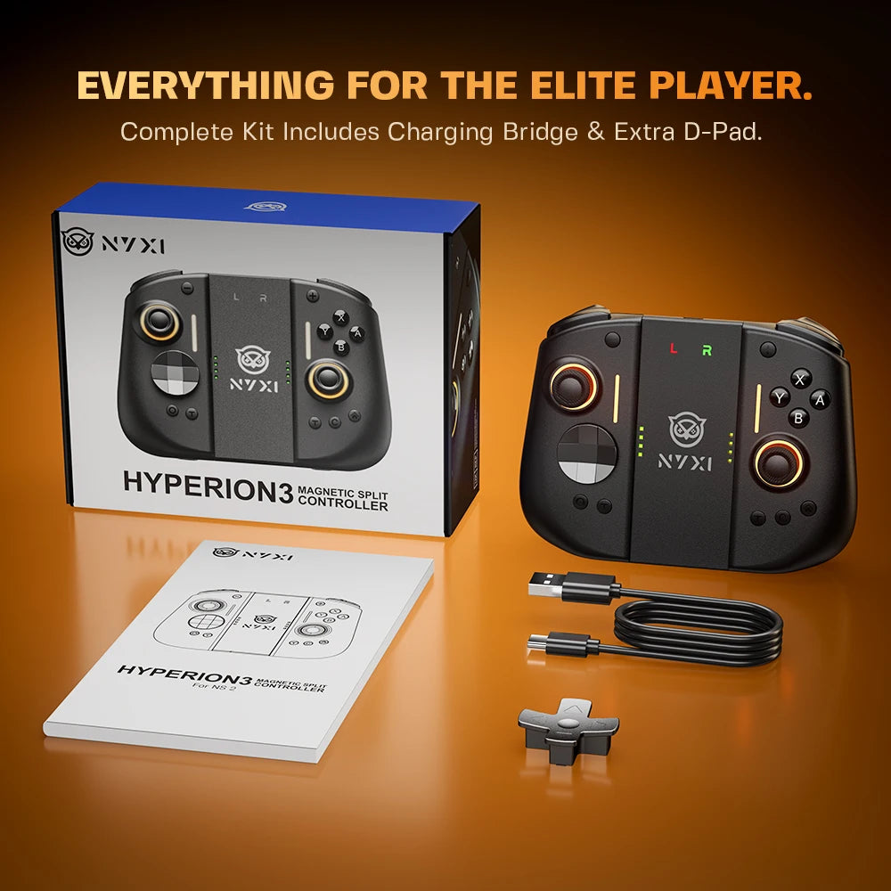 NYXI Hyperion 3 Wireless Magnetic Joypad, Full Mechanical Switches, Hall Effect No Drift, 9-Axis Gyro, Modular Gamepad for Nintendo Switch 2/Switch OLED/PC