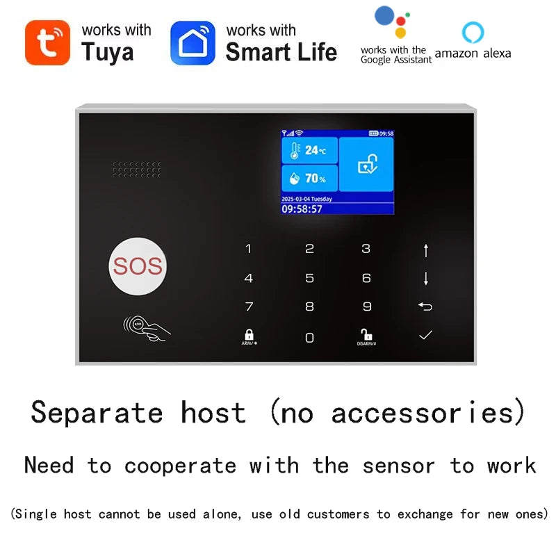 Alarm System for Home WIFI GSM Security Alarm Host Ant-theft with Door Gap PIR Motion Sensor Tuya Smart App control work Alexa