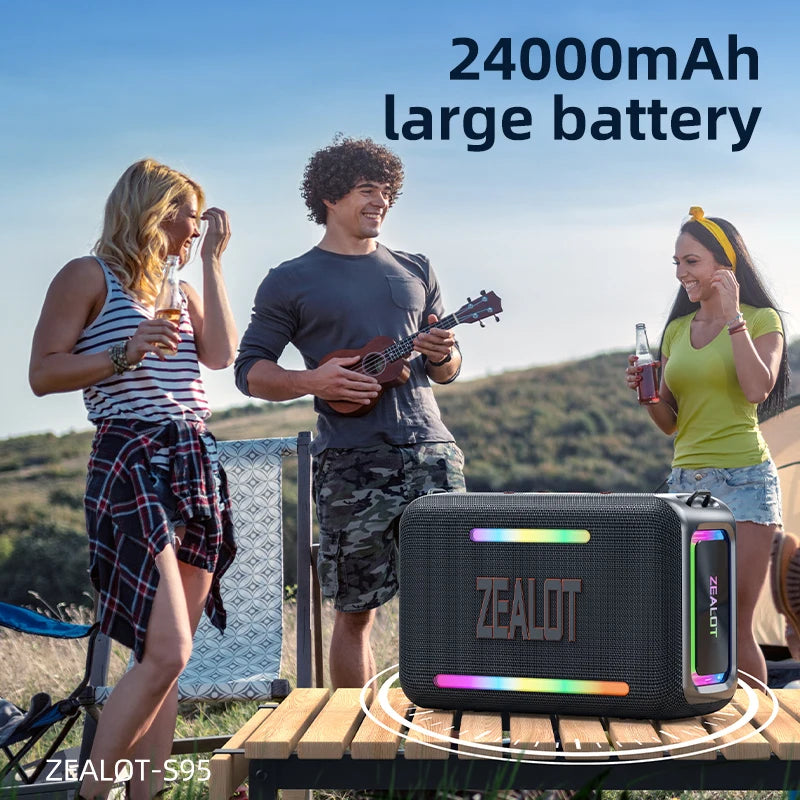 US-ZEALOT-S95 120W Waterproof Portable Loud Bluetooth Speaker, Wireless Outdoor Boombox SubwooferTriple Passive Radiators-Deep Bass