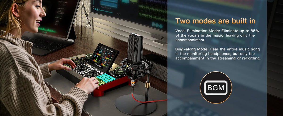 Tenlamp 6 Channe G10 Live Sound Card Audio Mixer with 3.5mm Mic XLR Gaming Interface,  G10-PKPRO Podcast Equipment Bundle Kit RGB DJ Effects for PC Smartphone Laptop Singing Streaming Recording YouTube Vlog