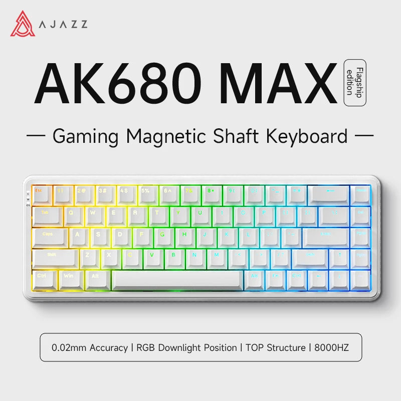 AJAZZ AK680MAX Wired Magnetic Gaming Keyboard, 68 Keys, 0.01 Precision, Zero Latency, Compact, Web Driver No Download