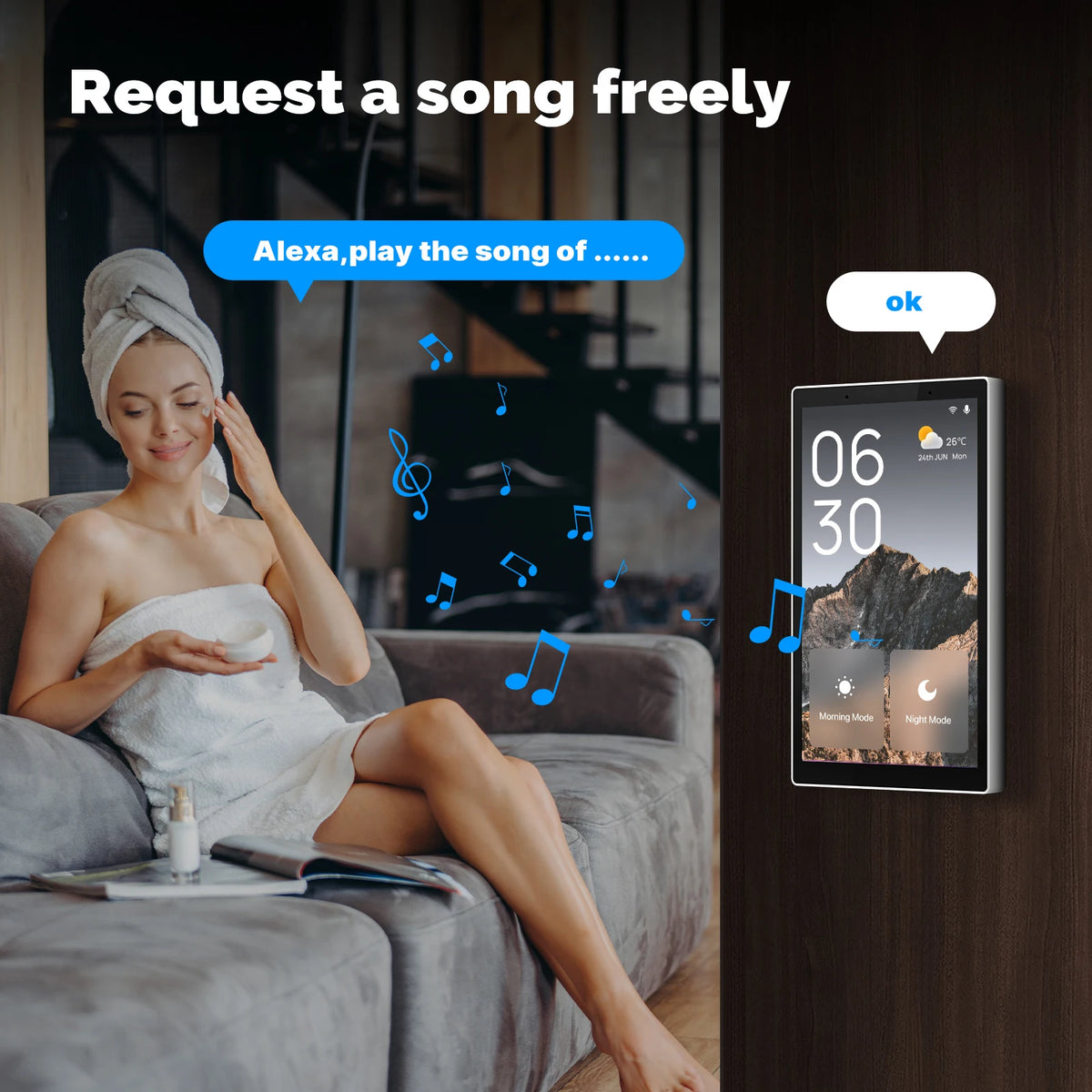 MOES Tuya WiFi Smart 5-Inch Touch Screen US Center Control Panel Built-in Alexa Voice Control ZigBee Gateway Scene Switch