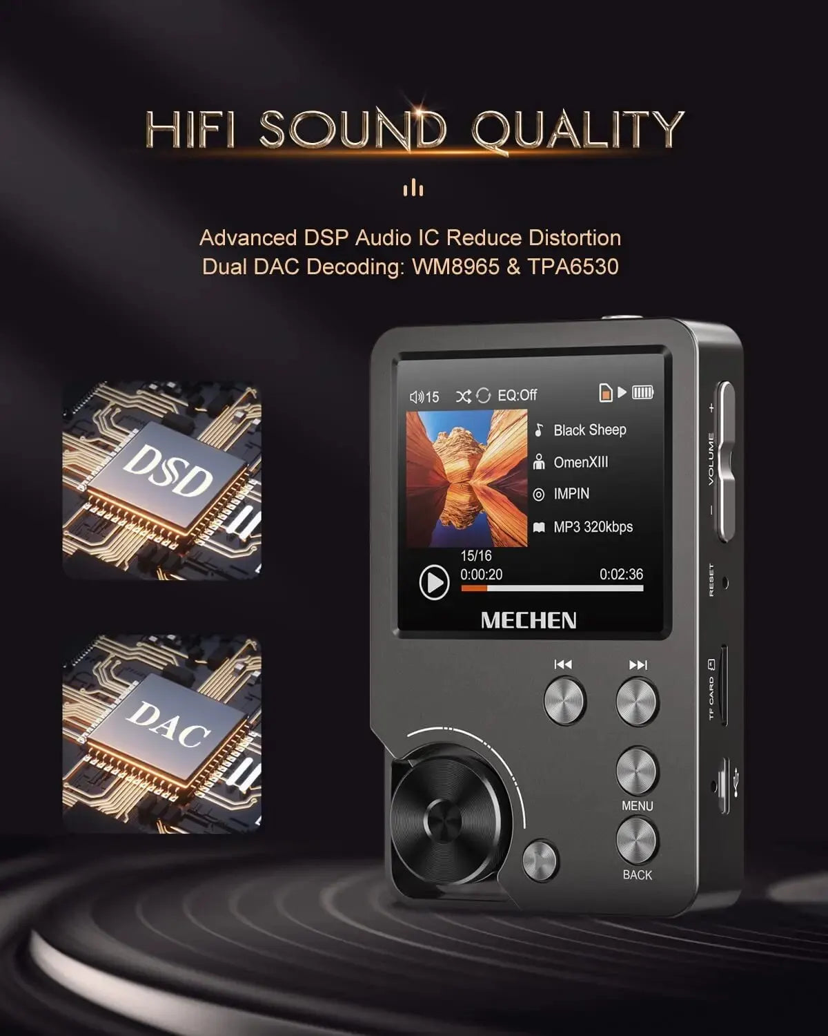MECHEN High Quality Lossless MP3 Player Support Up to 256GB ( M30 HIFI )
