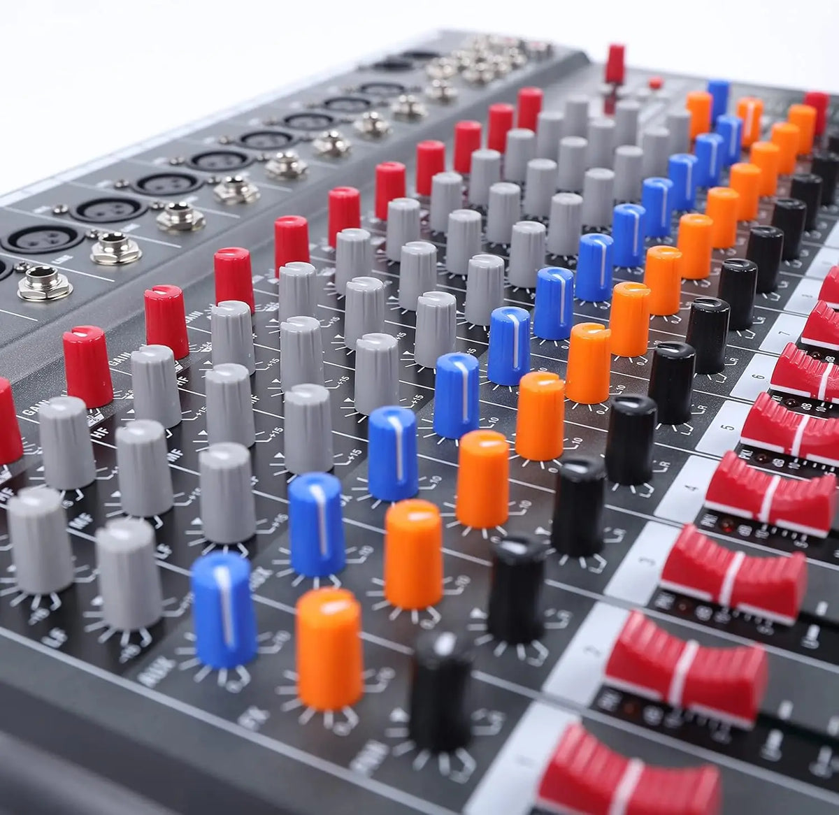 12 Channel Audio Mixer, DJ Bluetooth Mixing Console Sound Board USB Professional Mixer 48V Power XLR Microphone Jack