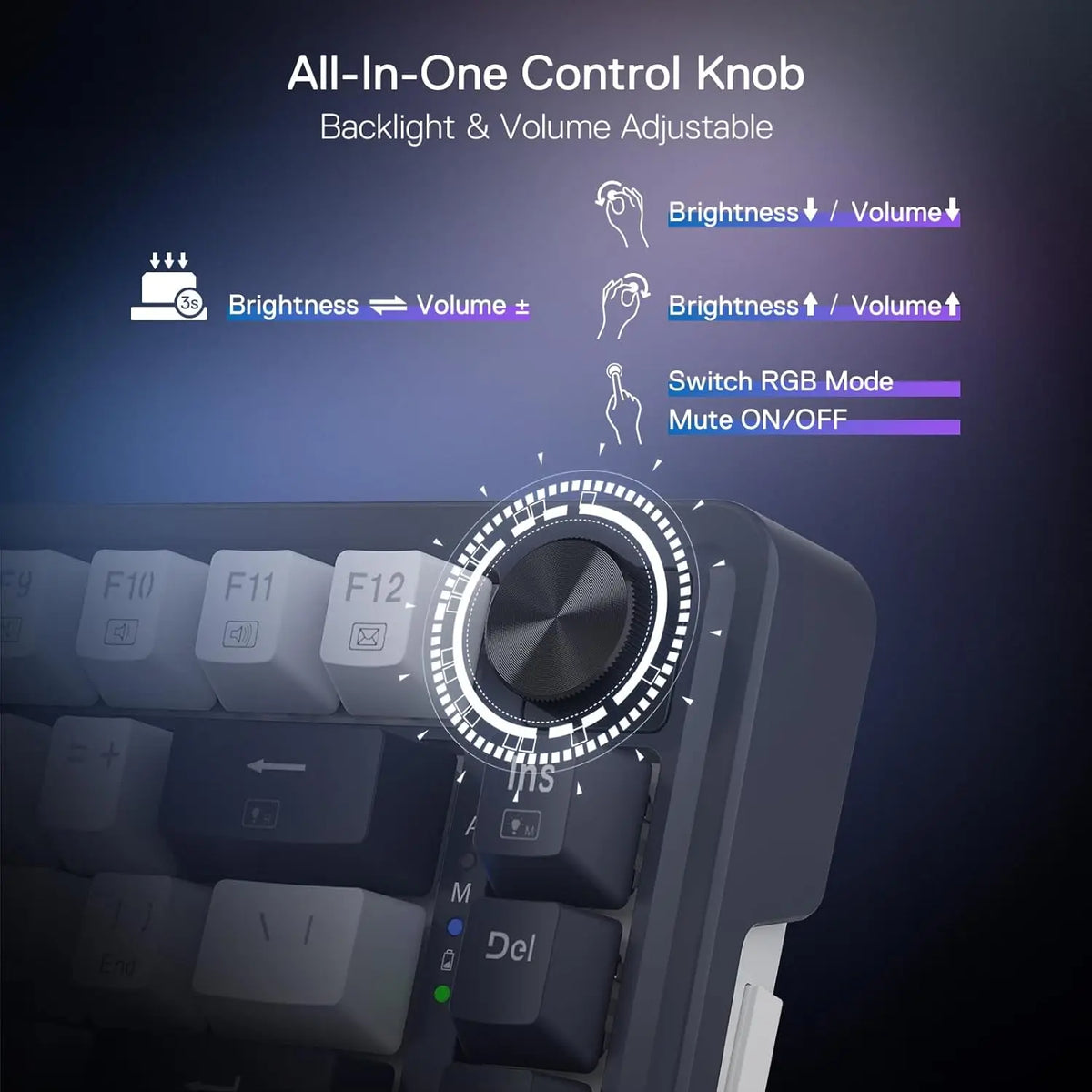 Redragon K673 PRO 75% Wireless Gasket RGB Gaming Keyboard, 3-Modes 81 Keys Compact Mechanical Keyboard Hot-Swap Red Switch