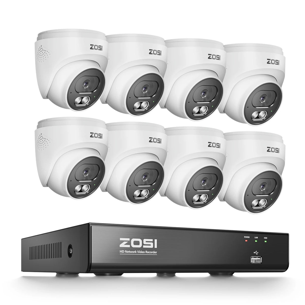 ZOSI 4K 8MP PoE Cctv Security Camera System Smart Home Video Surveillance Kit 8CH NVR Two-Way Audio Outdoor Indoor IP Dome Cam