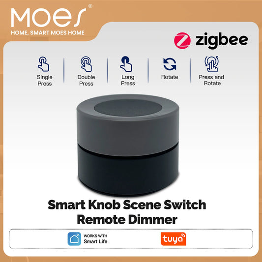 MOES Tuya ZigBee Smart Knob Switch Wireless Scene Switch Button Controller Battery Powered Automation Scenario Smart Life App