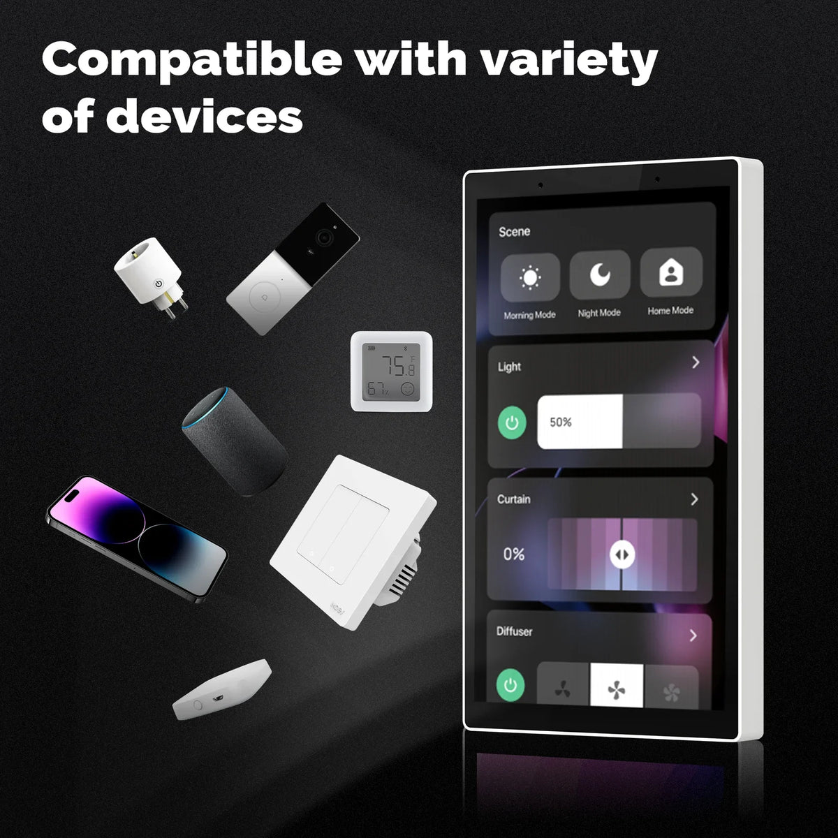 MOES Tuya WiFi Smart 5-Inch Touch Screen US Center Control Panel Built-in Alexa Voice Control ZigBee Gateway Scene Switch