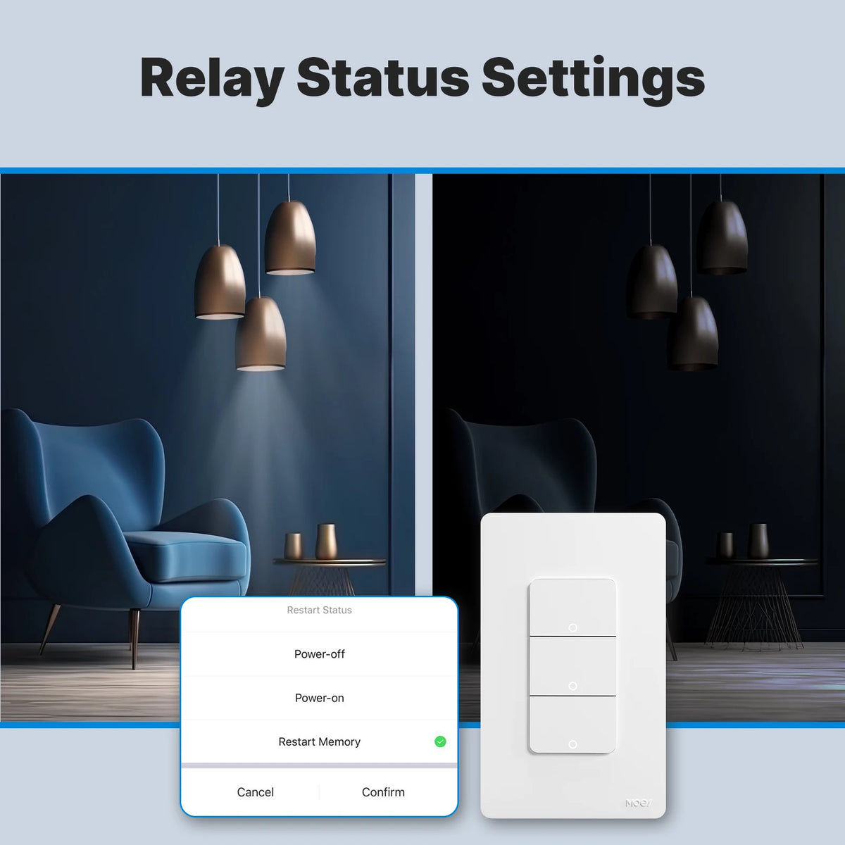 MOES Tuya Matter WiFi Smart Light Button Switch App Control Neutral Wire Required Grounding Design Alexa Google Home Apple Home