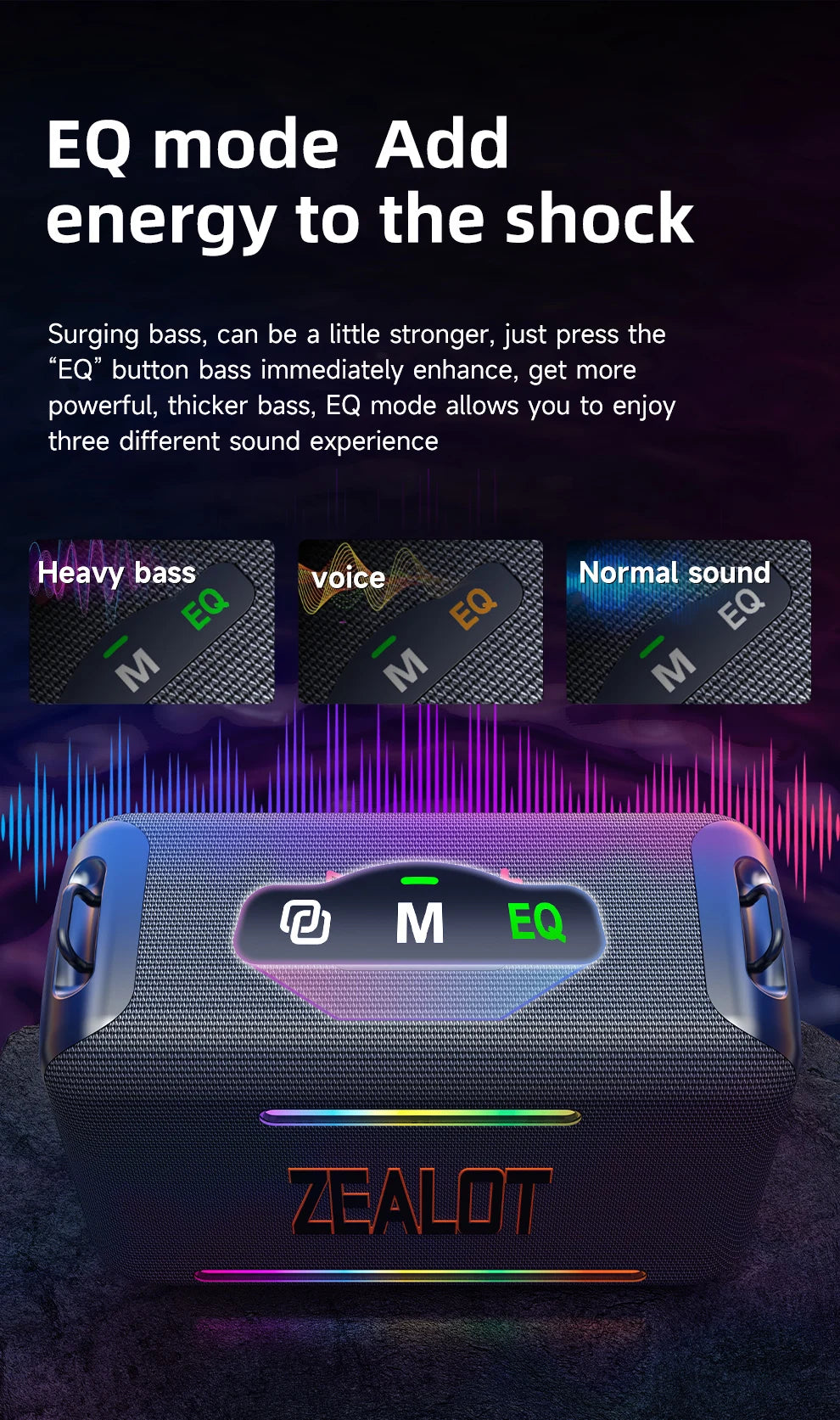 US-ZEALOT-S95 120W Waterproof Portable Loud Bluetooth Speaker, Wireless Outdoor Boombox SubwooferTriple Passive Radiators-Deep Bass