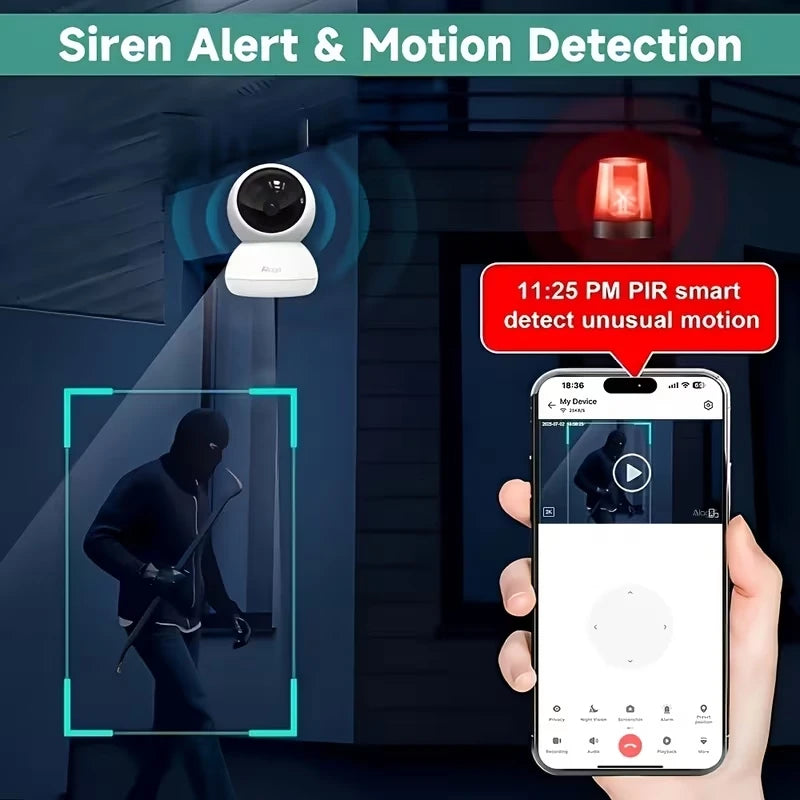 360° Smart Home Security Camera PTZ 2K 5G WiFi AI Detection Night Vision Automatic Tracking Security Surveillance Baby Monitor