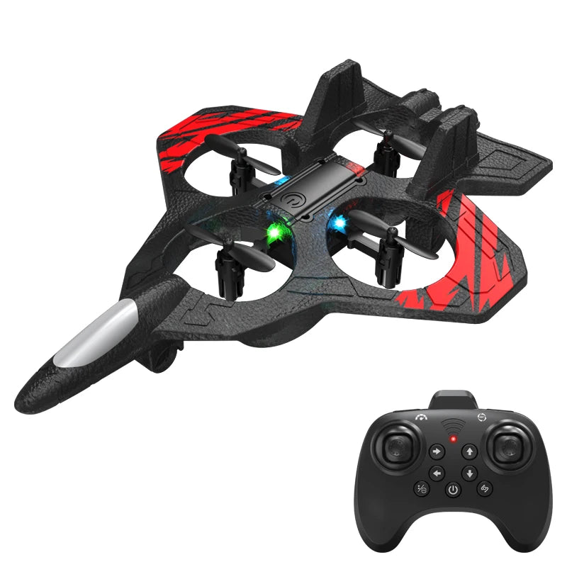 Q3 RC Fighter Plane Drone EPP Anti-Collision Foam Remote Control Aircraft With LED Lights One Key Takeoff Stunt Quadcopters Toys