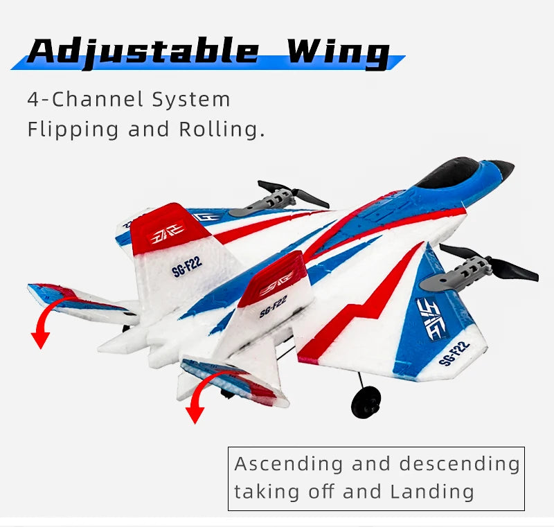 SG-F22 RC Airplane 3D Stunt Plane Model 2.4G Remote Control Fighter Glider Electric Rc Aircraft Toys For Adults
