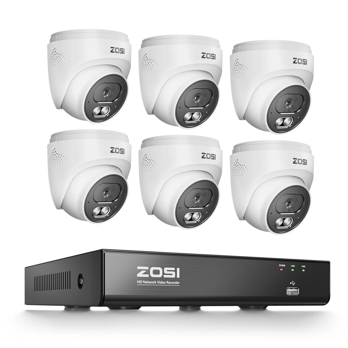 ZOSI 4K 8MP PoE Cctv Security Camera System Smart Home Video Surveillance Kit 8CH NVR Two-Way Audio Outdoor Indoor IP Dome Cam