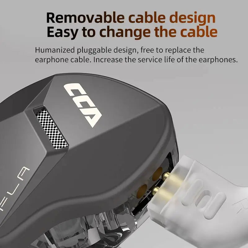 CCA FLA Wired Earbuds 10mm Dynamic Driver IEMs Earphones 2Pin Detachable Cable Headphones 3.5mm Jack for Most Audio Devices