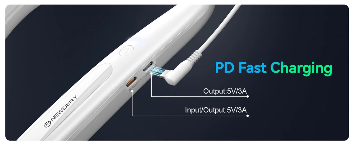 NEWDERY 10000mAh Battery Pack for Meta Quest 3S/3/2/1/Pro/PSVR 2/Pico 4 Pro USB C Portable Charger Hanging Neck Power Bank