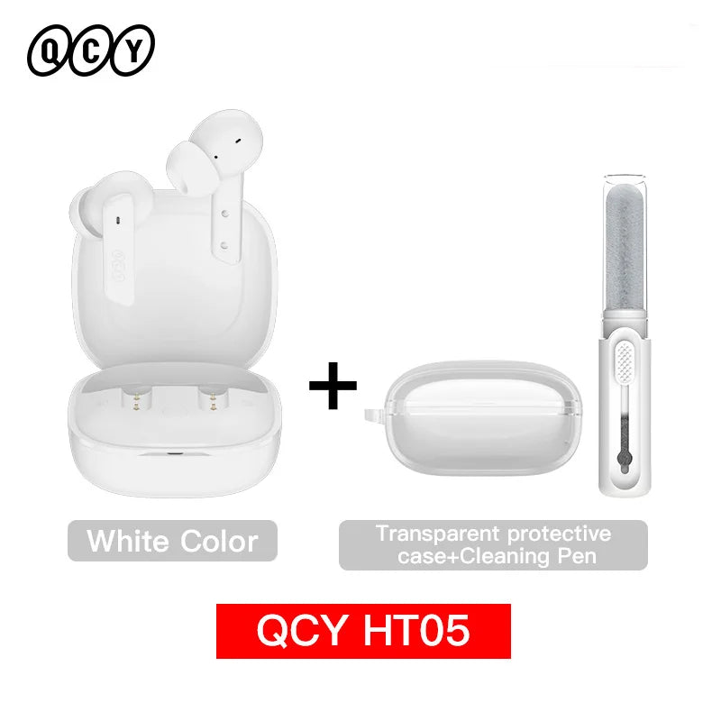 QCY HT05 MeloBuds ANC Wireless Earphone 40dB Noise Cancelling Bluetooth 5.2 Headphone 6 Mic ENC HD Call Earbud Transparency Mode