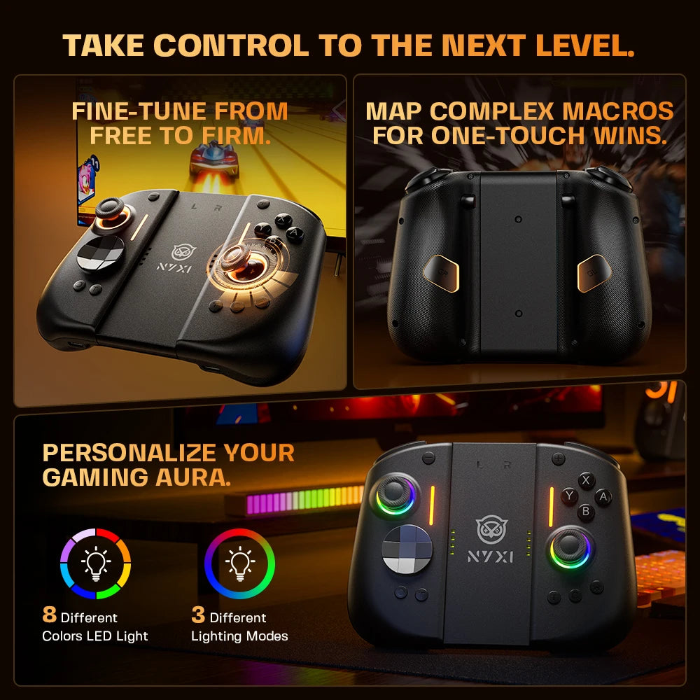 NYXI Hyperion 3 Wireless Magnetic Joypad, Full Mechanical Switches, Hall Effect No Drift, 9-Axis Gyro, Modular Gamepad for Nintendo Switch 2/Switch OLED/PC