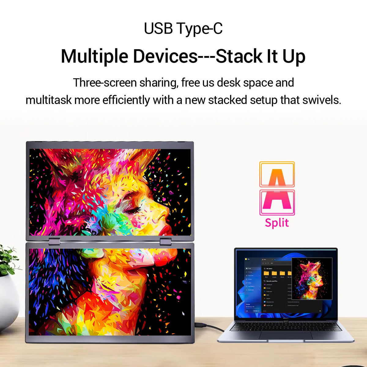 15.6 Inch Portable Monitor Dual Screen 1080P IPS External Second Screen for Mac Laptop PC Switch2 Xbox PS4/5 Xbox Ship From US