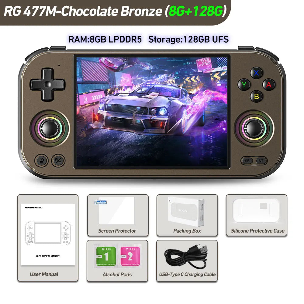 Anbernic Retro Handheld Game Console RG 477M Aluminum Alloy CNC Android 14 4.7 Inch LTPS In-Cell Touch Screen Dimensity 8300