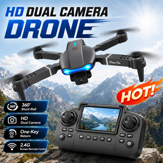 ZNLYRION RC Drone with Screen Remote Control 4K Dual Camera Optical Flow Positioning Obstacle Avoidance Foldable FPV WIFI APP Control One Key Return 360° Flip Quadcopter Toy for Beginners