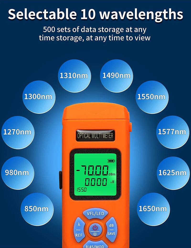Mini Optical Power Meter / 30MW Visual Fault Locator / Rj45 Testing All in One Rechargeable Fiber Optic Cable Tester FTTH Tool